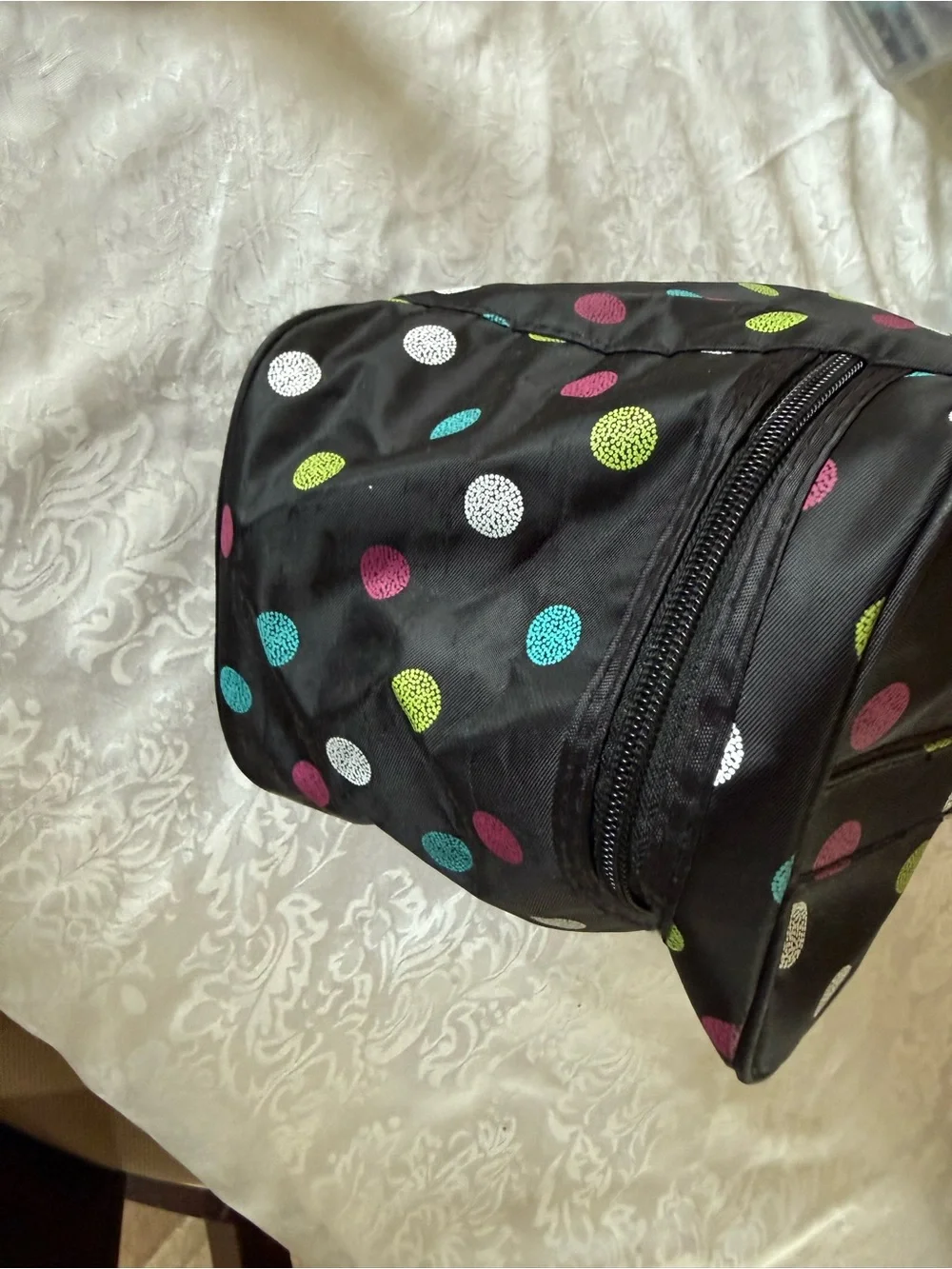 Caboodles Black Polka Dot Travel Cosmetic Case with Multicolor Dots